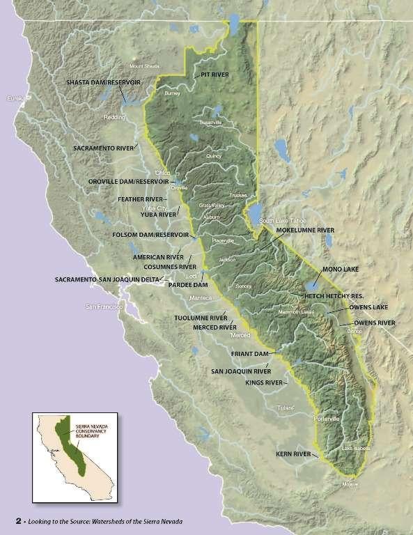 map of sierra nevada Sierra Nevada Water Education Foundation map of sierra nevada