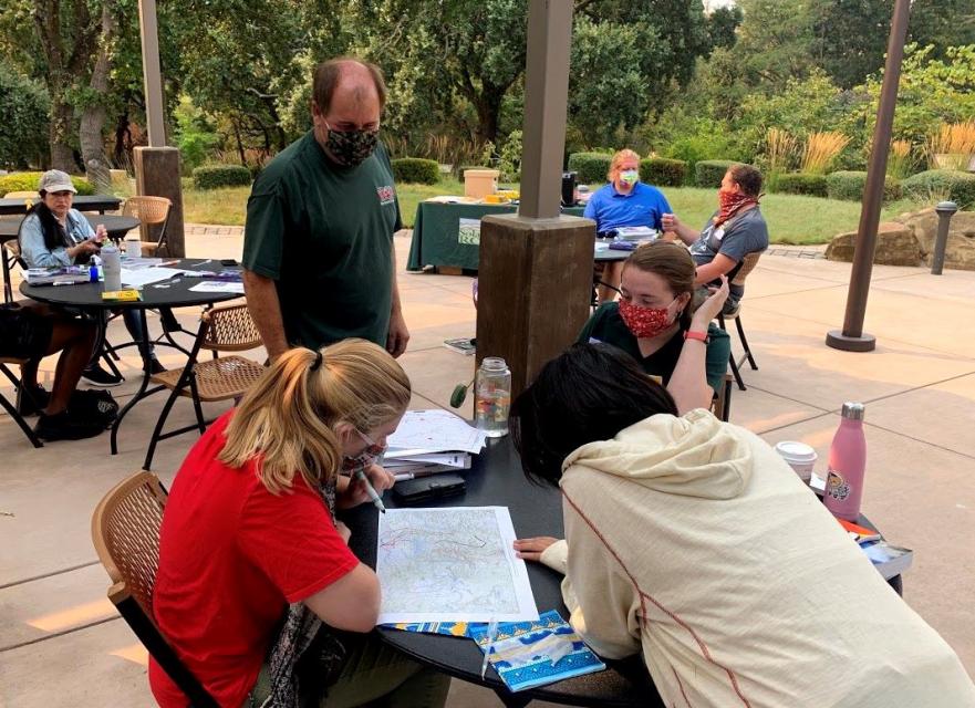 Teachers work on a class lesson on watersheds under the guidance of California Project WET's Brian Brown. 