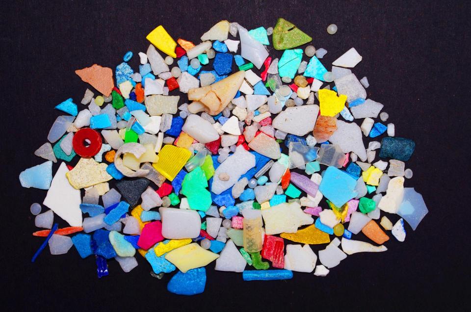 Image shows a pile of microplastic debris