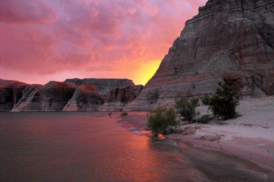 At capacity, Lake Powell holds more than 26 million acre-feet of water that originates as snowpack from the Upper Basin. 