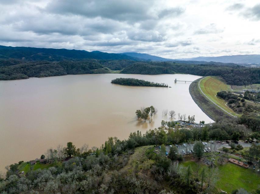 Image shows Lake Mendocino, the proving ground for Forecast-Informed Reservoir Operations
