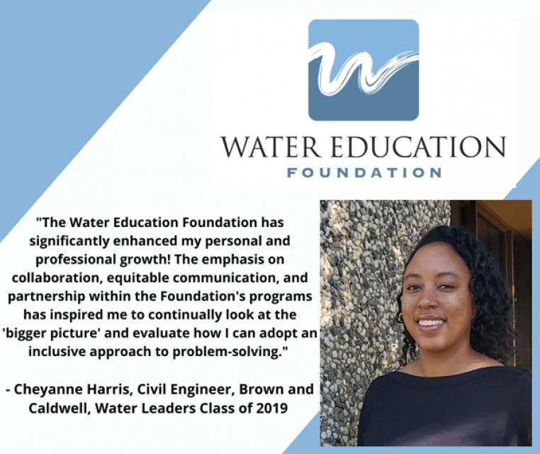 testimonial from Cheyanne Harris, a member of the 2019 Water Leaders class