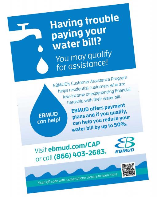 For more than 30 years, East Bay MUD’s customer assistance program has provided eligible customers credit on their water bills.