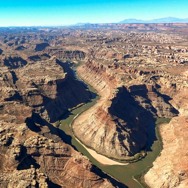 The Green and Colorado rivers cut through Utah's Canyonlands National Park. A warming climate is adding to the drought-driven declines in snowmelt and spring runoff across the Colorado River Basin. 