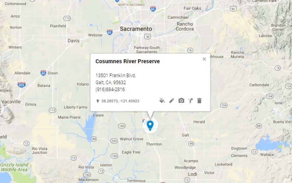 Cosumnes River Preserve locator map. 