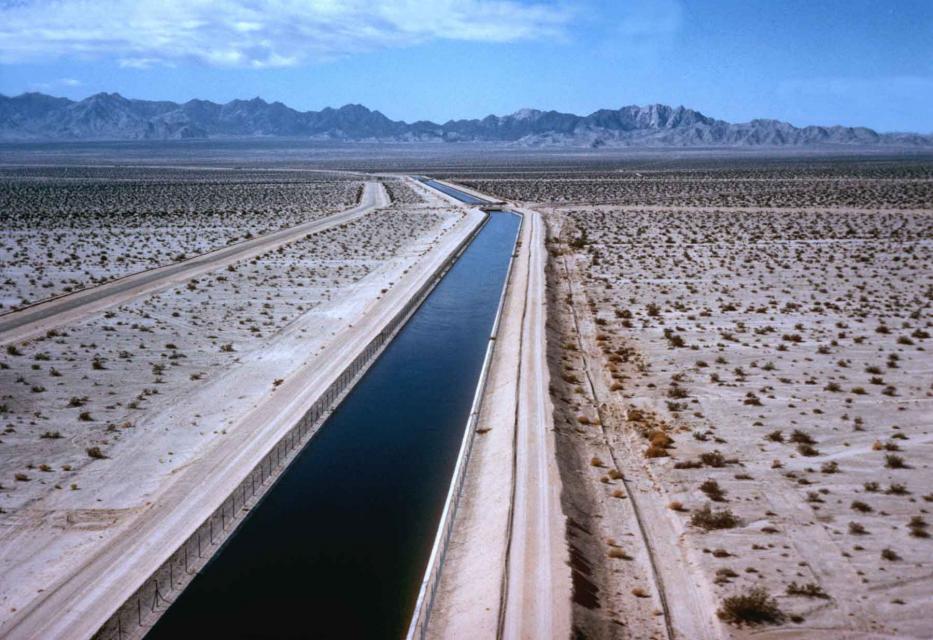 MWD's Colorado River Aqueduct, slicing through the California desert on its way to urban Southern California. 