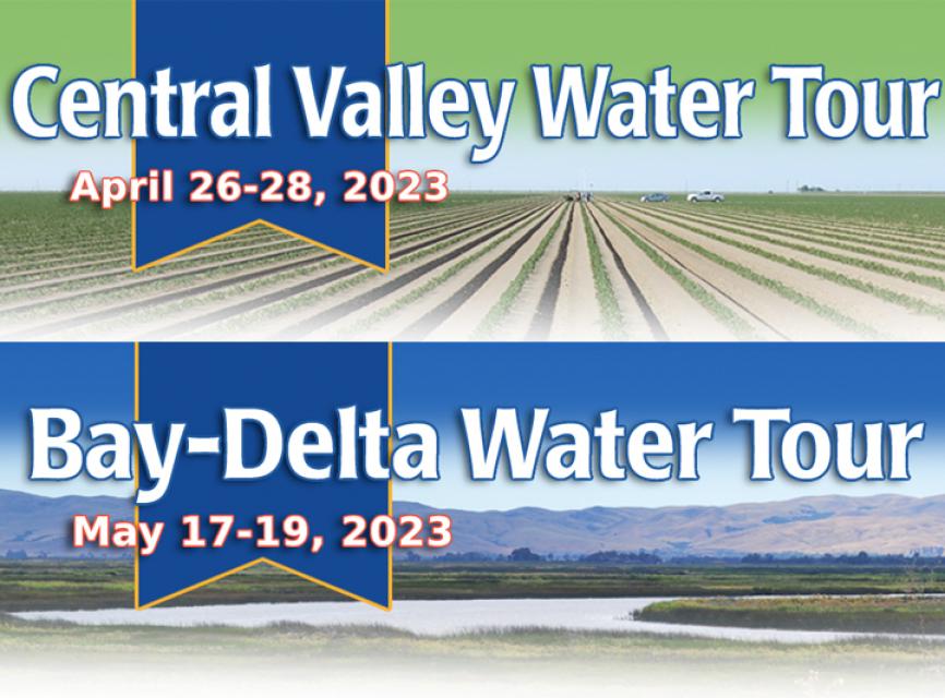 image shows banners for the Foundation's Central Valley and Bay-Delta tours.