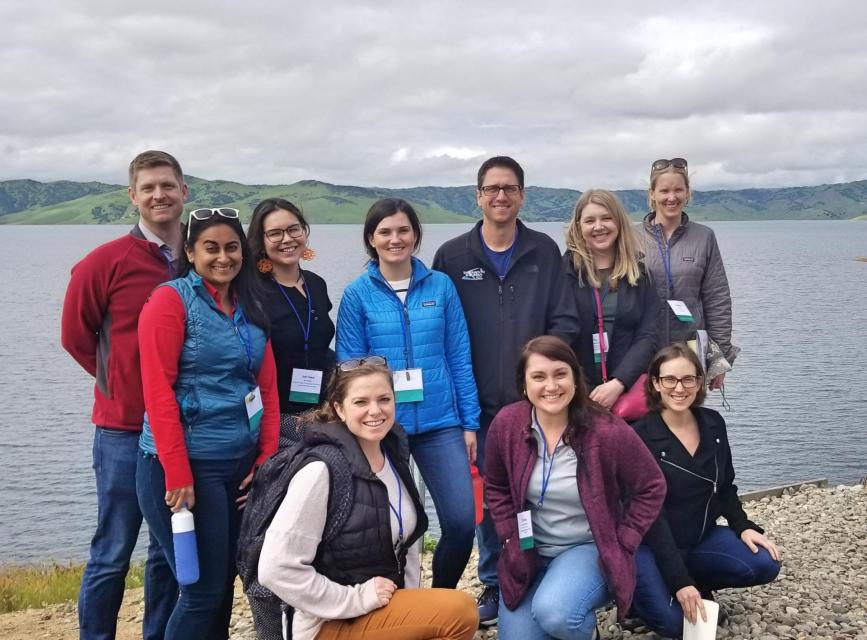 Photo shows Water Leaders posing for a photo at San Luis Reservoir along the west side of the San Joaquin Valley. 