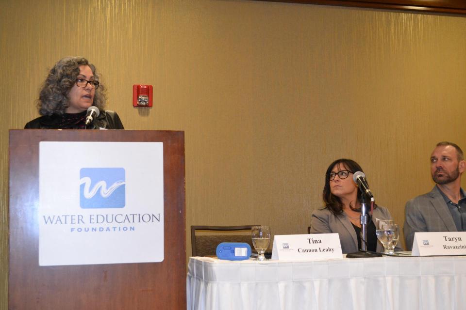 Tina Cannon Leahy of the State Water Resources Control Board moderates the groundwater panel at the 2019 Water Summit. 