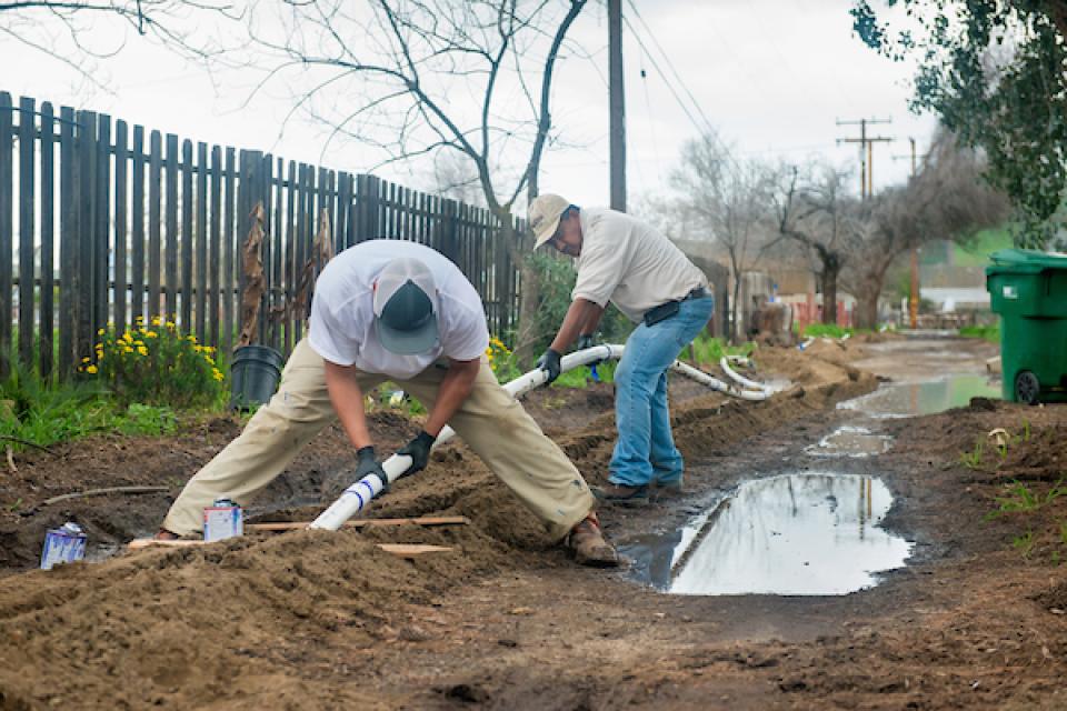 Water line installation in East Porterville