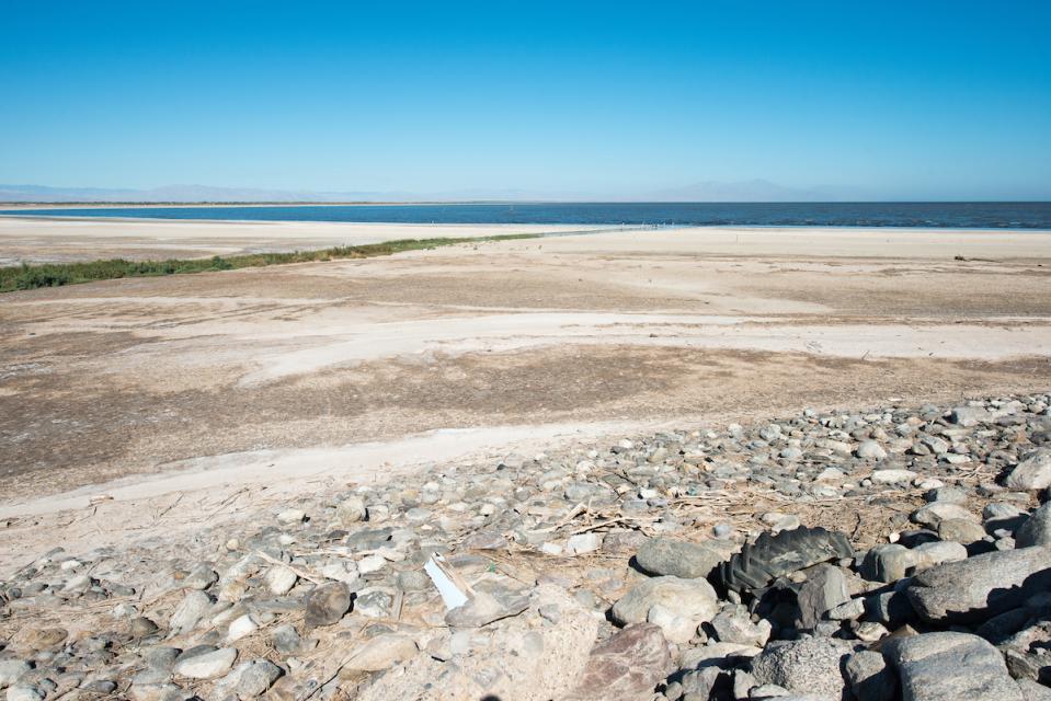 The Salton Sea in southeastern California is the state's largest lake and a key stop on the Pacific Flyway. Water diversions have resulting in shrinking the lake, causing public health and ecological concerns. 
