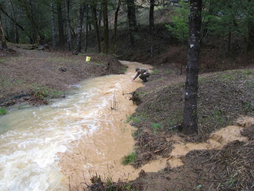 Winter runoff from an illegal cannabis growing operation in the north coast of California.