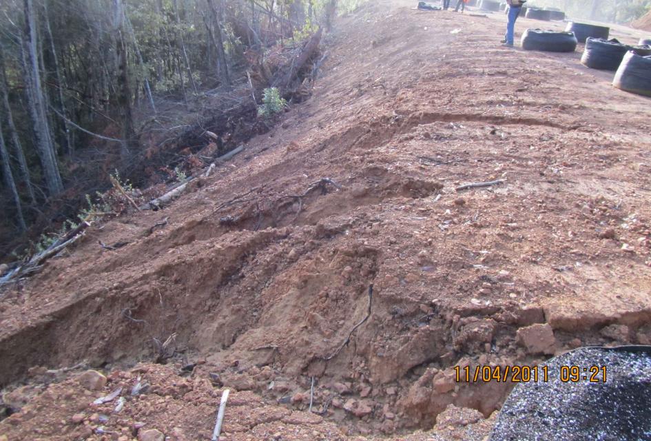 Erosion at an illegal cannabis growing operation along the north coast of California. 