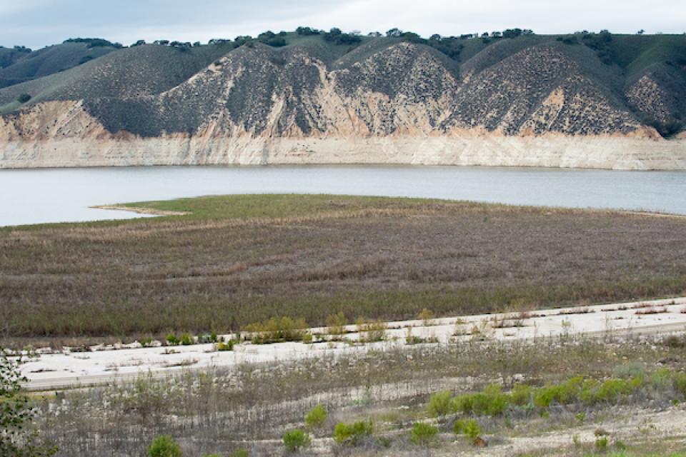 Lake Cachuma, in central Santa Barbara County, is a key reservoir for communities along the southern Central Coast of California. This 2017 file photo illustrates the impact drought can have on a key coastal reservoir. 