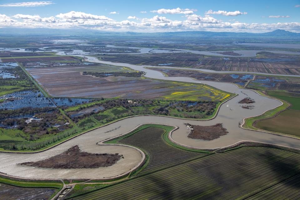 Aerial view of the Sacramento-San Joaquin Delta, California's troubled water hub that has been the source of ongoing controversy over water quality, water deliveries and habitat needs for endangered species. 