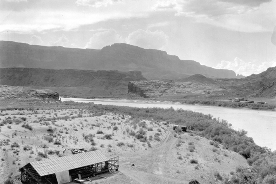 Lee Ferry, the dividing point under the 1922 Colorado River Compact between the Upper Basin and Lower Basin.