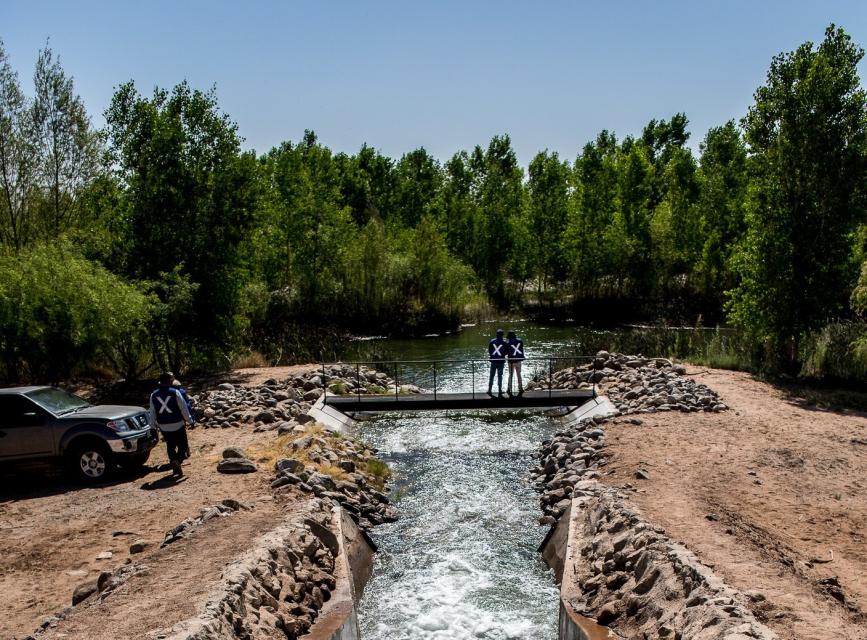 Water flowing into a Colorado River Delta restoration site in Mexico.