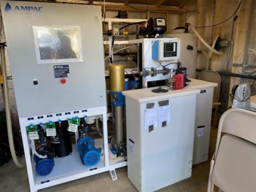 Water treatment equipment in a small shed in the Salinas Valley.