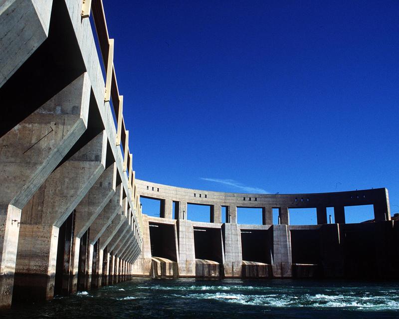Image shows Parker Dam on the Colorado River.