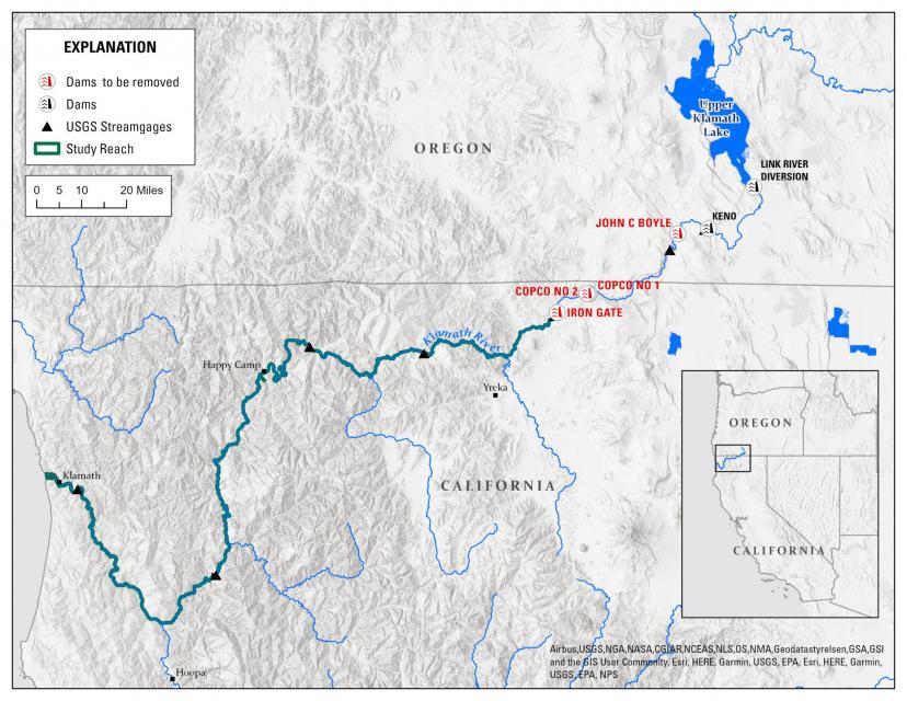 Map of Klamath River Basin and dams