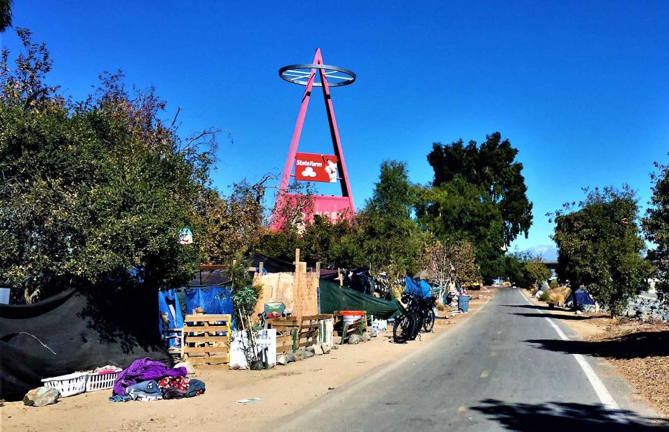 Homeless encampment near Angel Stadium