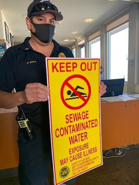 Lifeguard shows signs displayed on beaches in the Imperial Beach area for up to 200 days a year.