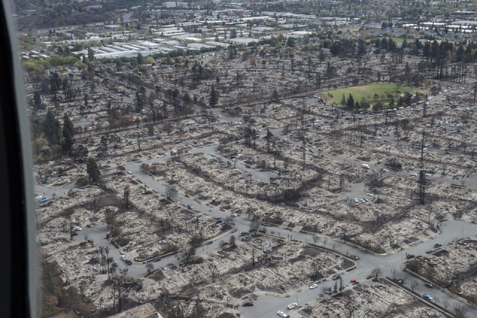 A Sonoma County neighborhood devastated by the Tubbs Fire in 2017. 
