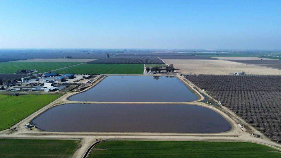 Aerial view of recharge basins in Tulare County. 