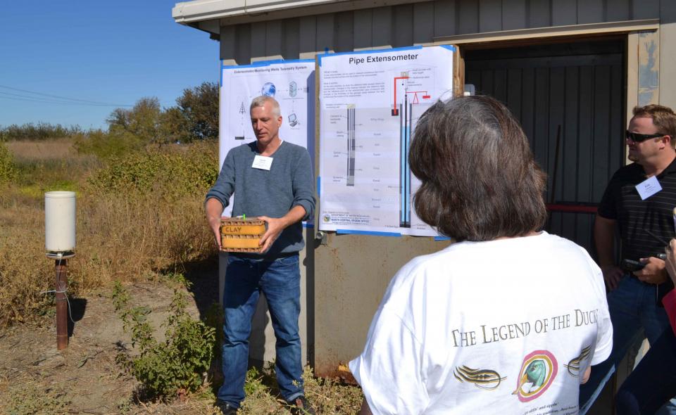 A stop to learn more about extensometers during  the Water Education Foundation's 2016 Groundwater Tour.