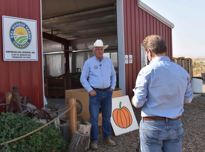 Joe Del Bosque, a former member of the California Water Commission, at his San Joaquin Valley farm.