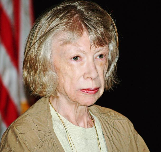 Image shows writer Joan Didion at the 2008 Brooklyn Book Festival