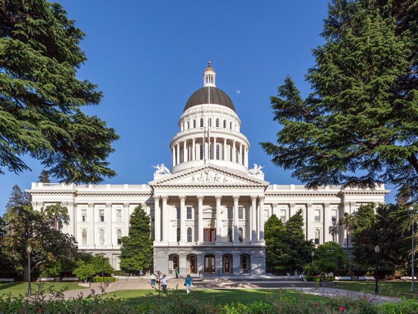 Photo shows the California state Capitol