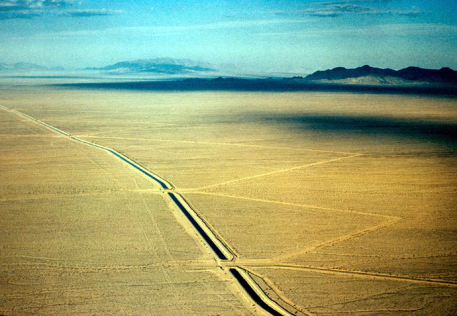 The Colorado River Aqueduct, built by the Metropolitan Water District  of Southern California, cuts through the California desert.