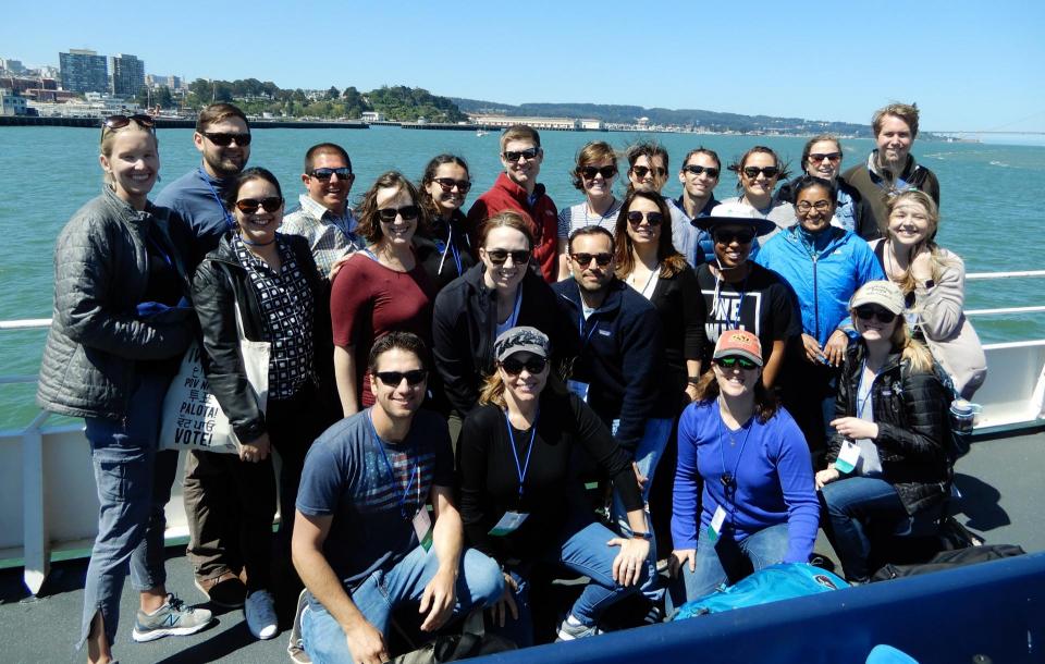 Members of our 2019 Water Leaders class gather on the deck of a ferry crossing San Francisco Bay during our Bay Delta Tour in June. 