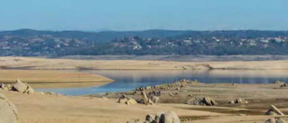 Drought conditions on display in reservoir