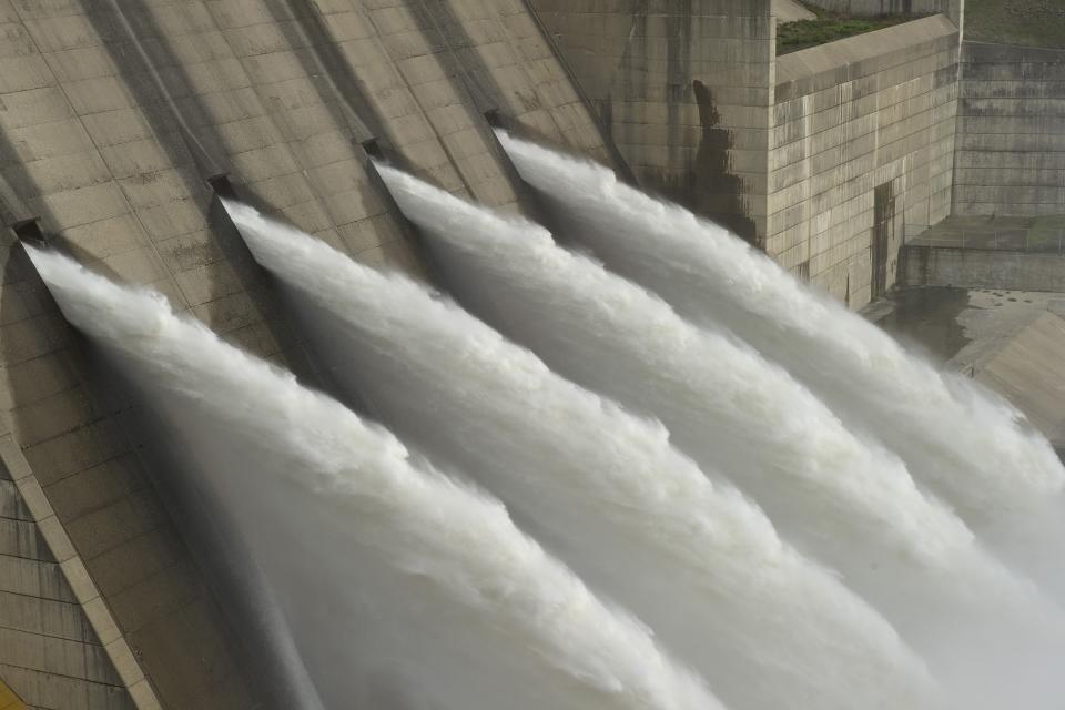 Folsom Dam on the American River east of Sacramento