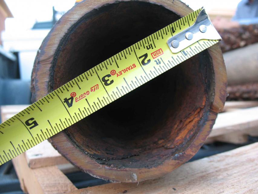 Corrosion is evident in this wastewater pipe from Los Angeles County.