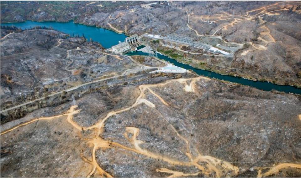 The Carr Fire devastated land around Keswick Dam, nine miles downstream of Shasta Dam on the Sacramento River