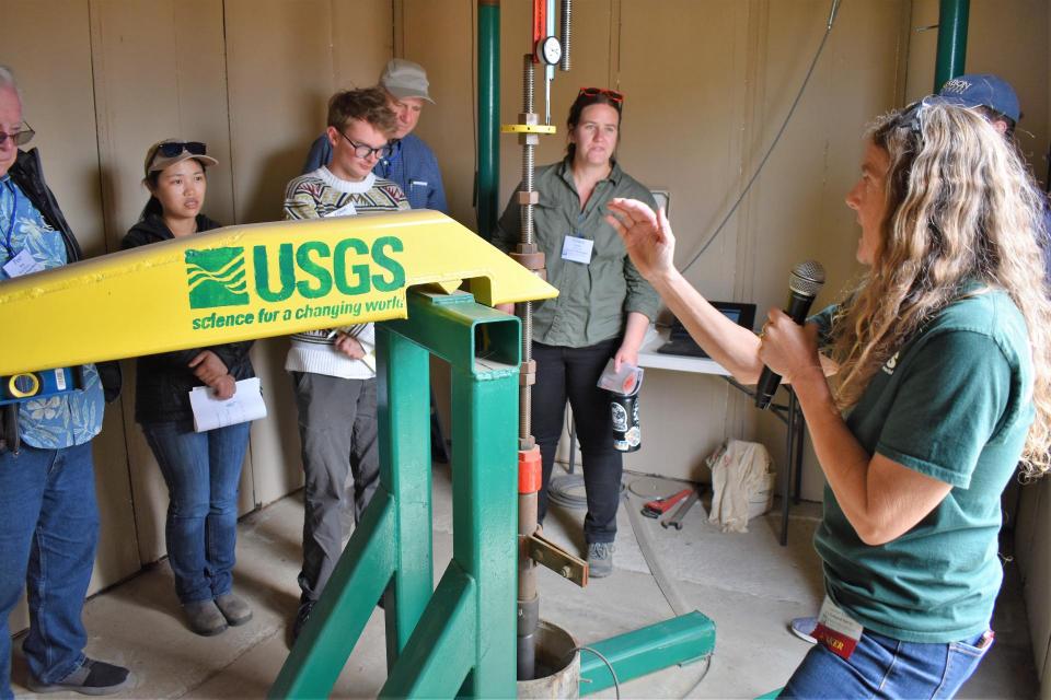 A USGS scientist explains groundwater monitoring to participants on our Central Valley Tour. 